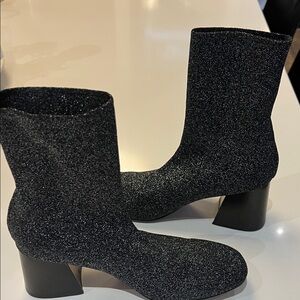 Celine Black Glitter Ankle Boots